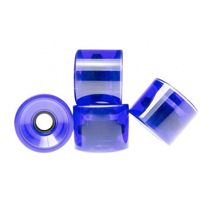 چرخ های اسکت بورد آبی شفاف PU 75mm چرخ های صفحه بلند ضد پوشیدن OEM 0